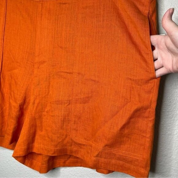 Eloquii Womens Orange Linen-Blend High Waisted Casual Shorts Plus Size 22 - Picture 9 of 14